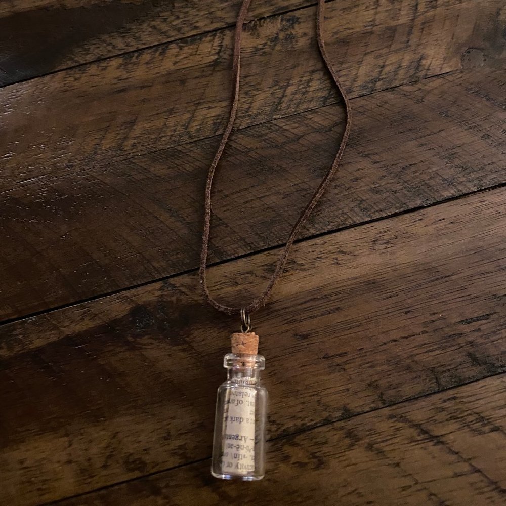 Scroll in a Cork Jar on Leather Cord Necklace